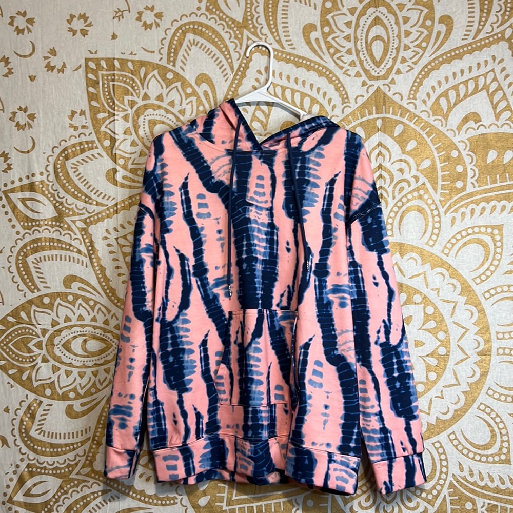 Pink and blue tie-dye hoodie